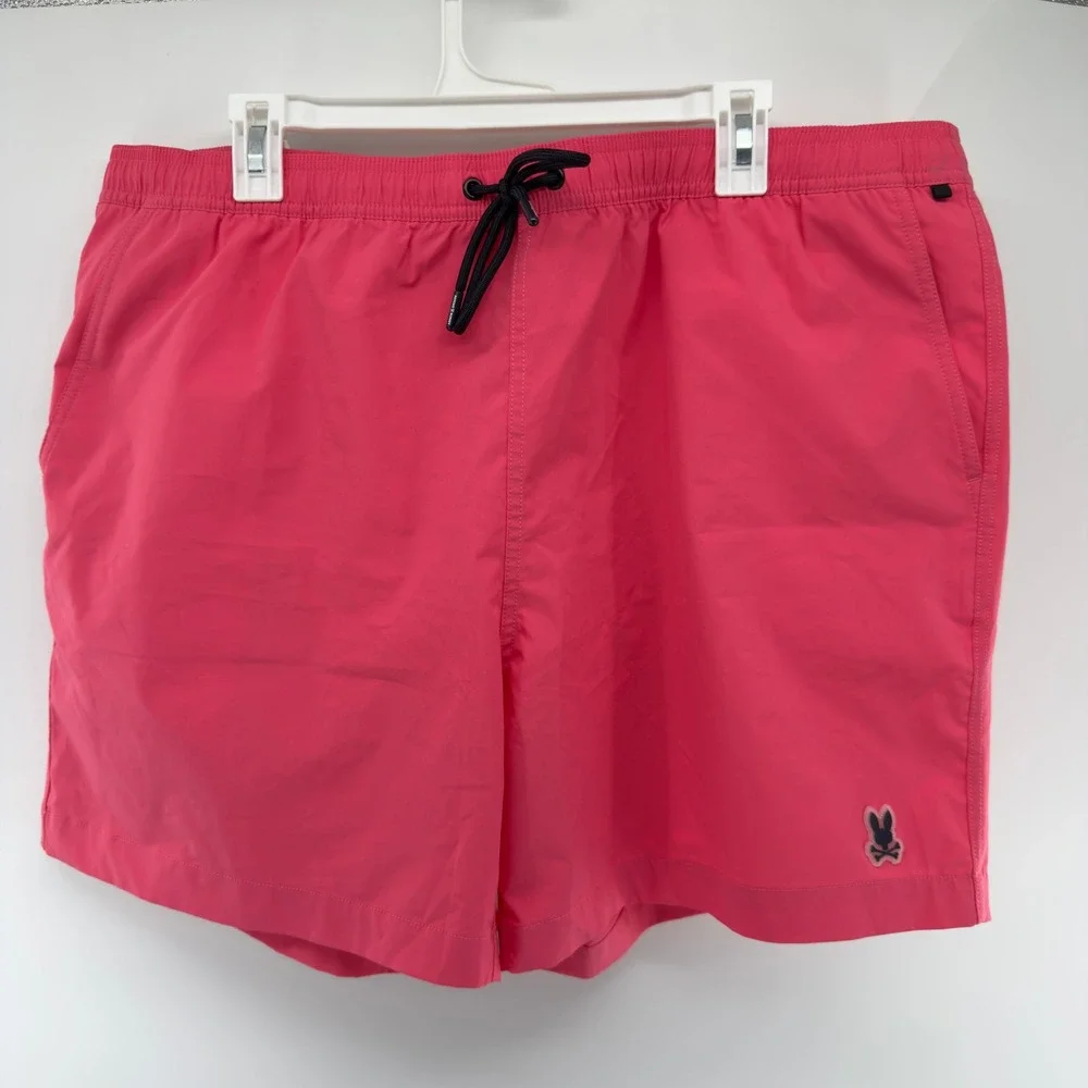 Psycho Bunny‎ Mens Swim Trunks Pink Embroidered Logo Mesh Lined 3XL